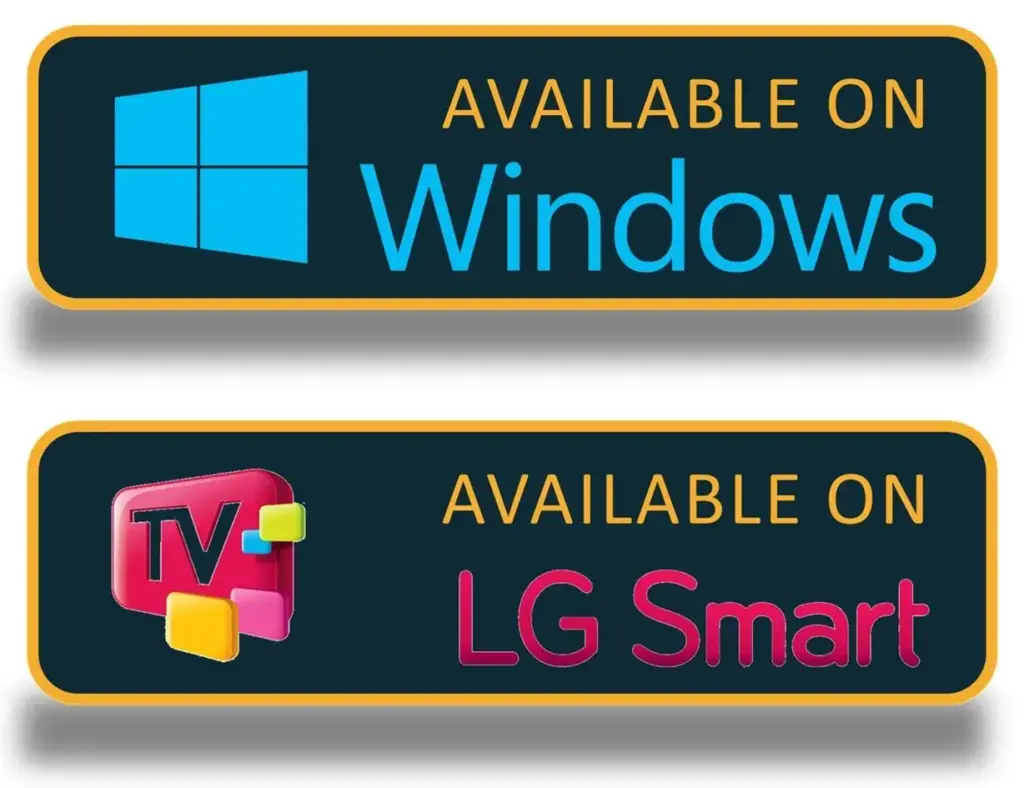 Shark IPTV app interface on LG smart TV and windows